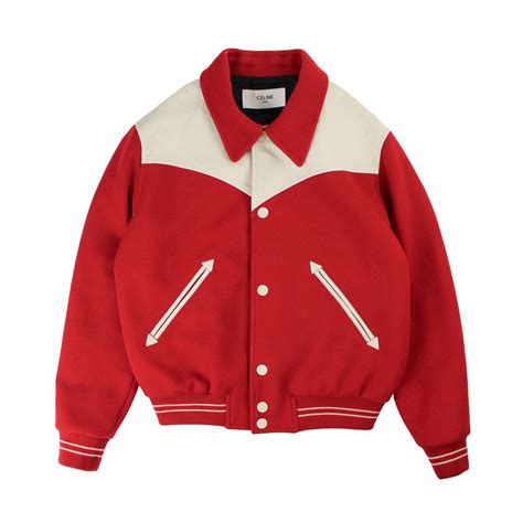 celine red bomber jacket|Celine teddy jacket.